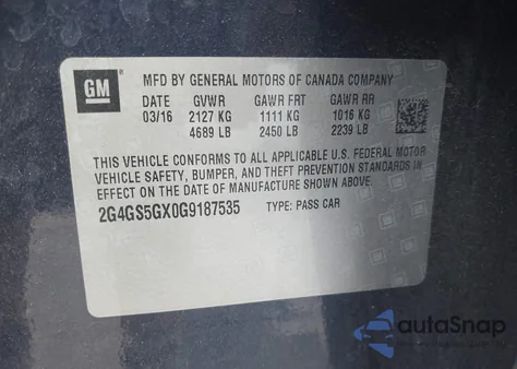 2016 Buick Regal Turbo Premium Ii from USA, damaged, VIN 2G4GS5GX0G9187535